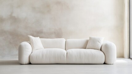 Aufkleber - Stylish white sofa in a minimalist interior design setting showcasing modern furniture aesthetics : Generative AI