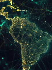 Poster - Global Map Showcasing Digital Marketing Networks Linking Major Cities in Latin America-