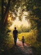 © Johannes - Father and Child Walking Along Path at Sunset