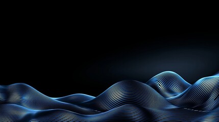 Wall Mural - a black background with blue wavy lines on a black background