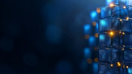 Wall Mural - a stack of servers on a dark blue background
