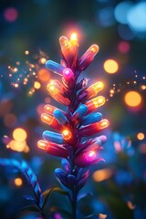 Wall Mural - a close up of a colorful flower with lights in the background