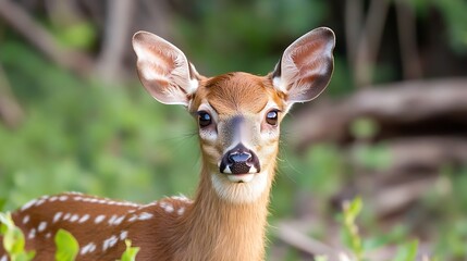 Aufkleber - Charming Young Deer with Adorable Features Seen in Natural Woodland Setting : Generative AI