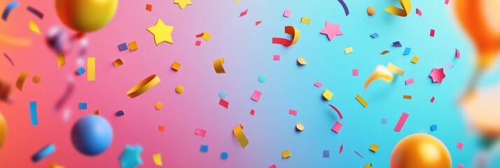 Poster - Celebrate with vibrant confetti and playful elements creating a festive atmosphere for joyful gatherings and parties