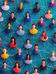 Poster - A network of interconnected people, each with their own colorful avatar