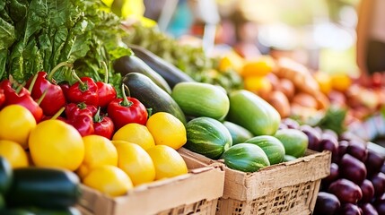 Poster - Colorful fresh produce at a local market showcasing vibrant fruits and vegetables : Generative AI