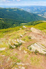 Wall Mural - mountain landscape of ukraine in summer. high altitude. alpine nature scenery with rock on the hill 