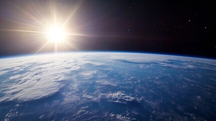 Aufkleber - Stunning view of Earth from space showcasing vibrant colors of atmosphere and sunlight : Generative AI