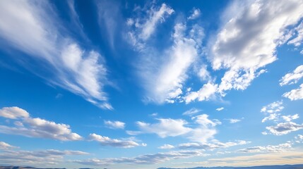 Poster - Vast blue sky adorned with fluffy clouds creating a serene atmosphere of peace and tranquility : Generative AI