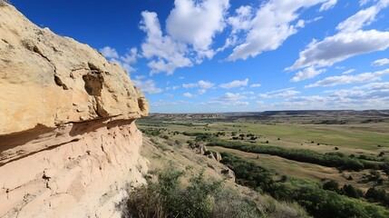 Poster - Expansive Landscape View of Rolling Hills and Blue Sky with Clouds : Generative AI