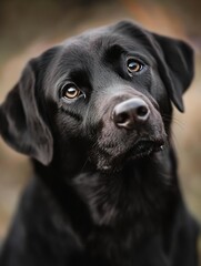 Poster - Adorable Closeup of a Black Labrador Dog with Expressive Eyes and Gentle Expression : Generative AI