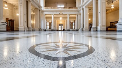 Poster - Elegant Interior of Grand Hall Featuring Luxurious Architecture and Marble Floors : Generative AI
