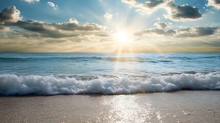Aufkleber - Stunning ocean sunset capturing waves and sunlight reflecting on tranquil water : Generative AI