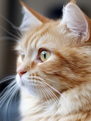 Poster - Beautiful orange tabby cat gazing thoughtfully in profile showcasing its striking fur and vibrant eyes : Generative AI