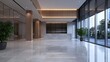 © Generative AI - Modern and elegant hotel lobby with stylish design and large windows letting in natural light : Generative AI