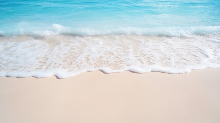 Aufkleber - Serene Beach with Clear Blue Water and Gentle Waves Lapping on Soft Sandy Shore : Generative AI