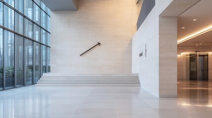 Aufkleber - Sleek and Modern Interior of a Building with Natural Light Streaming Through Glass Walls and Elegant Design : Generative AI