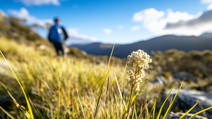 Poster - Beautiful wildflower in focus with blurred background highlighting nature's stunning beauty : Generative AI