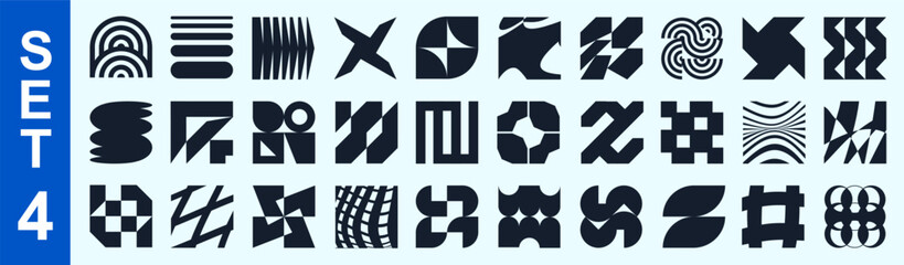 Wall Mural - brutal shapes minimal style design geometric set 4. postmodern geometric forms. collection vector sh