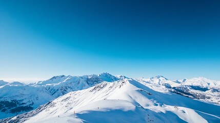 Aufkleber - Breathtaking view of snowcapped mountains under a clear blue sky representing winter landscapes and outdoor adventure : Generative AI