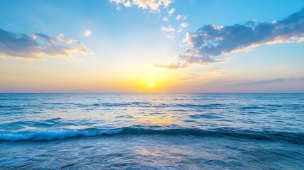 Poster - Stunning beach sunset with vibrant colors reflecting on calm waters creating a serene atmosphere : Generative AI