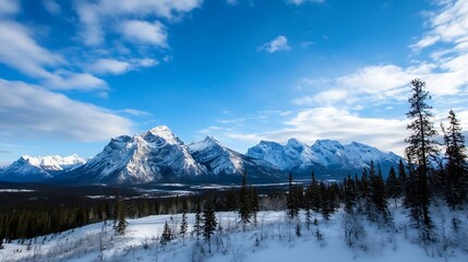 Poster - Breathtaking panoramic view of snowcapped mountains under a clear blue sky : Generative AI