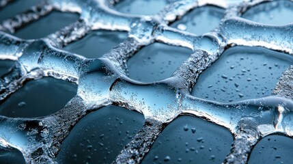 Aufkleber - The image is of a blue surface with a pattern of ice and water droplets