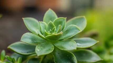 Aufkleber - Close up of a lush succulent plant with various shades of green and dew drops glistening in the light : Generative AI