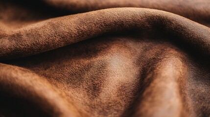 Leinwandbilder - Soft and textured brown fabric draped elegantly revealing the intricate fibers and natural beauty of textile design : Generative AI