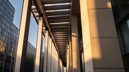 Leinwandbilder - Contemporary Architectural Design Showcased Through Sunlit Urban Structure : Generative AI