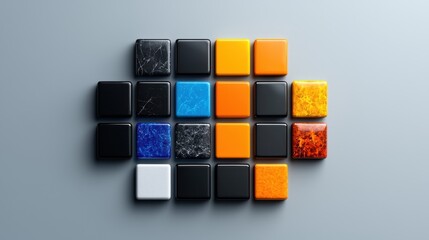 Aufkleber - A collection of colorful cubes arranged in a pattern