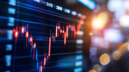 Leinwandbilder - Stock Market Data Display with Colorful Graph Trends and Vibrant Blurred Background : Generative AI