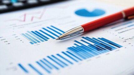 Poster - Financial Report Analysis, Charts, Graphs, and a Red Pen