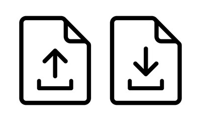 Poster - File upload and download line icon set, send and receiving document with arrow