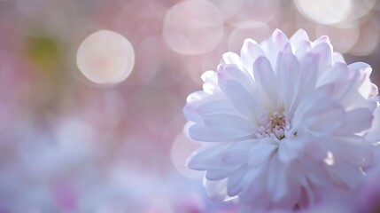 Poster - A closeup shot of a delicate white flower with soft petals and a dreamy blurred background : Generative AI