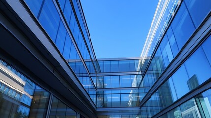 Aufkleber - Architectural Marvel with Reflective Glass Facades Reaching Towards the Sky : Generative AI
