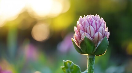 Poster - Delicate Water Lily Bud Surrounded by Soft Bokeh of Nature's Wonders : Generative AI