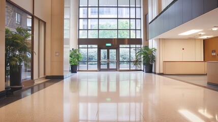 Aufkleber - Modern Lobby Interior Design with Bright Natural Light and Indoor Plants : Generative AI