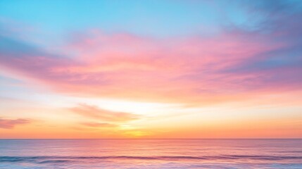 Leinwandbilder - Stunning twilight coastal sunset over calm waters painting the sky with pink and blue hues : Generative AI