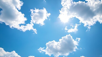 Aufkleber - Bright Blue Sky with Soft White Clouds and Sunlight Creating a Peaceful Atmosphere : Generative AI