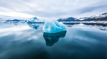 Poster - Majestic Iceberg Reflection in the Calm Blue Waters of the Arctic : Generative AI