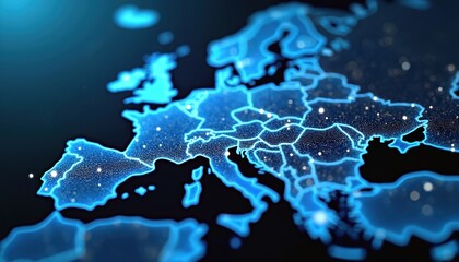 Aufkleber - European telecommunication network connected over Europe, France, Germany, UK, Italy. Concept about internet, global communication tech for finance, banking. Global positioning system, digital