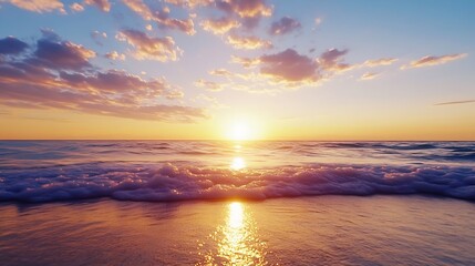 Poster - Breathtaking sunset over the ocean with stunning reflections on the water surface : Generative AI
