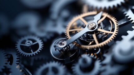 Leinwandbilder - Intricate closeup view of gears and mechanical components showcasing craftsmanship and precision engineering : Generative AI