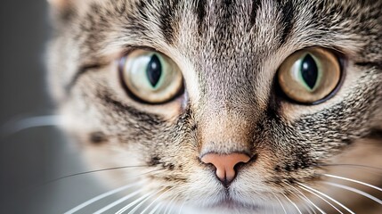 Poster - CloseUp View of a Cat's Striking Face with Intense Green Eyes : Generative AI