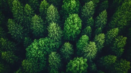 Poster - Aerial view of lush green trees creating a vibrant forest landscape rich in biodiversity : Generative AI
