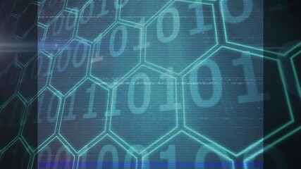 Poster - animation of digital technology with binary code and hexagonal patterns in school