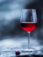 Aufkleber - Elegant glass of red wine with droplets on the surface highlighting the vibrant color : Generative AI