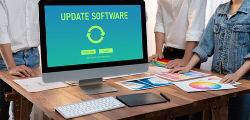 Leinwandbilder - Software update on computer for brisk version of device software upgrade