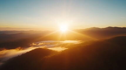 Poster - Breathtaking view of a sunrise over misty mountains creating an ethereal atmosphere of hope and nature : Generative AI